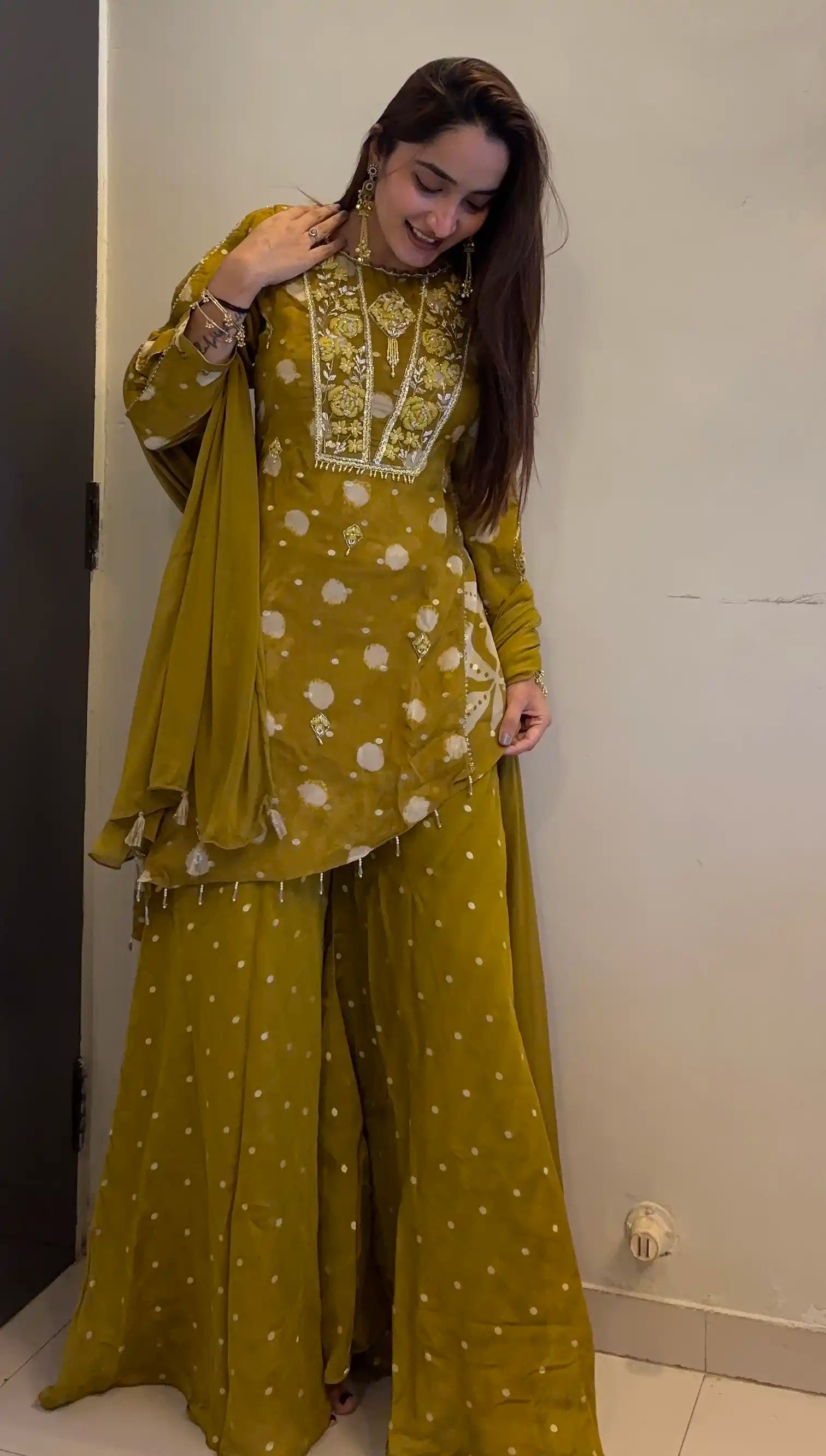 Green Embroidered Plazo set