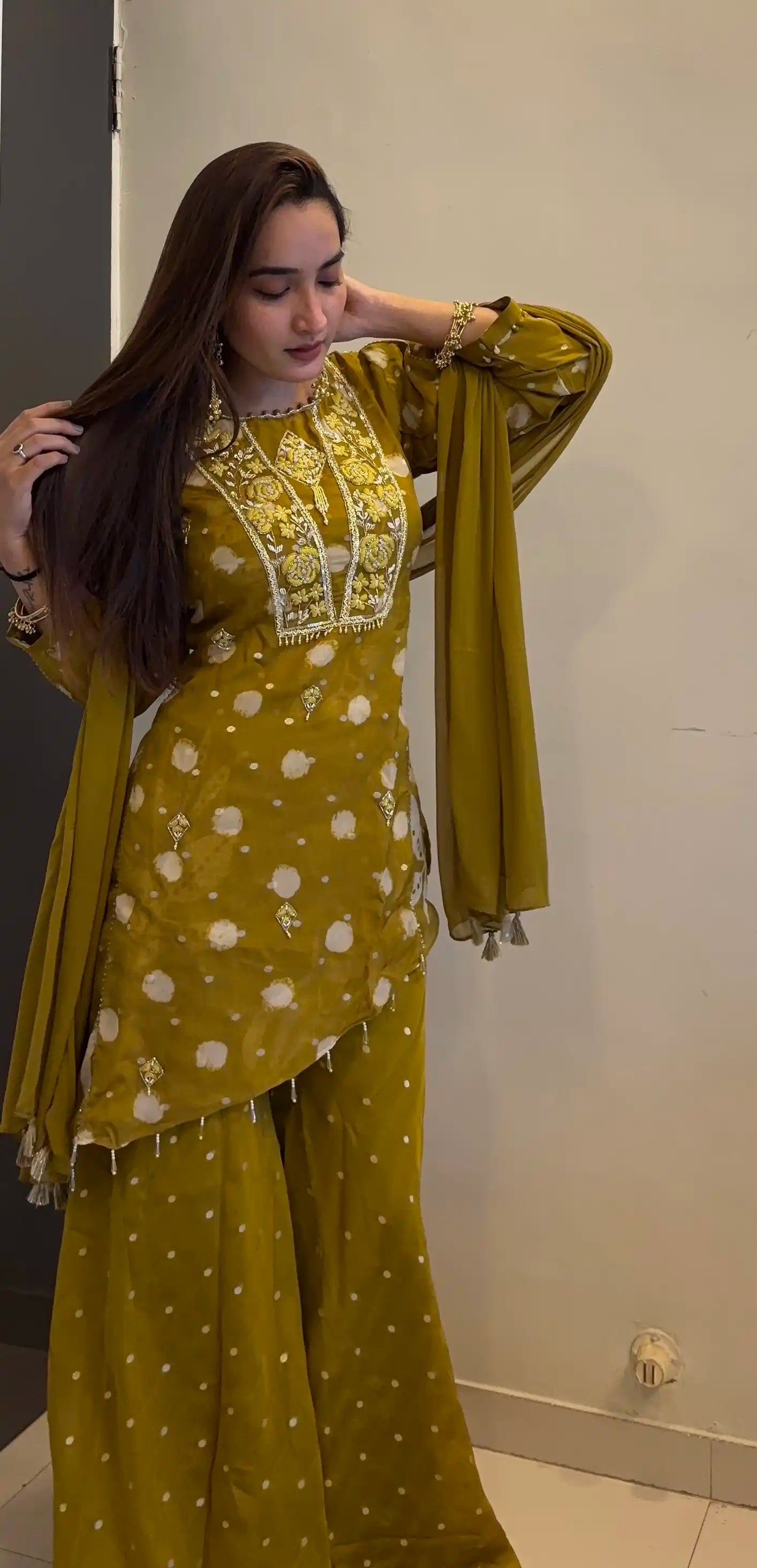 Green Embroidered Plazo set
