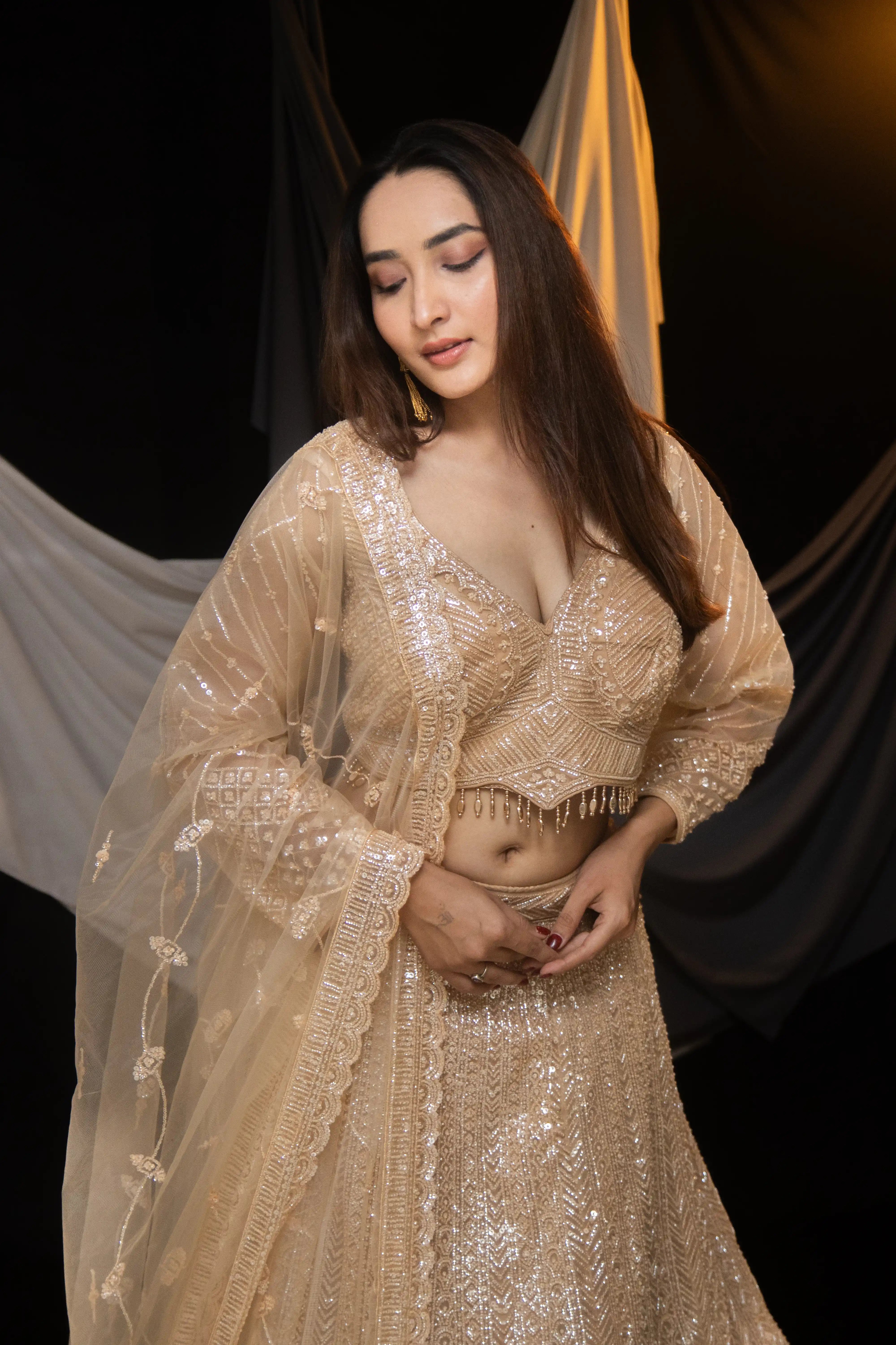 Champagne Sequin Lehenga The Perfect Reception Look