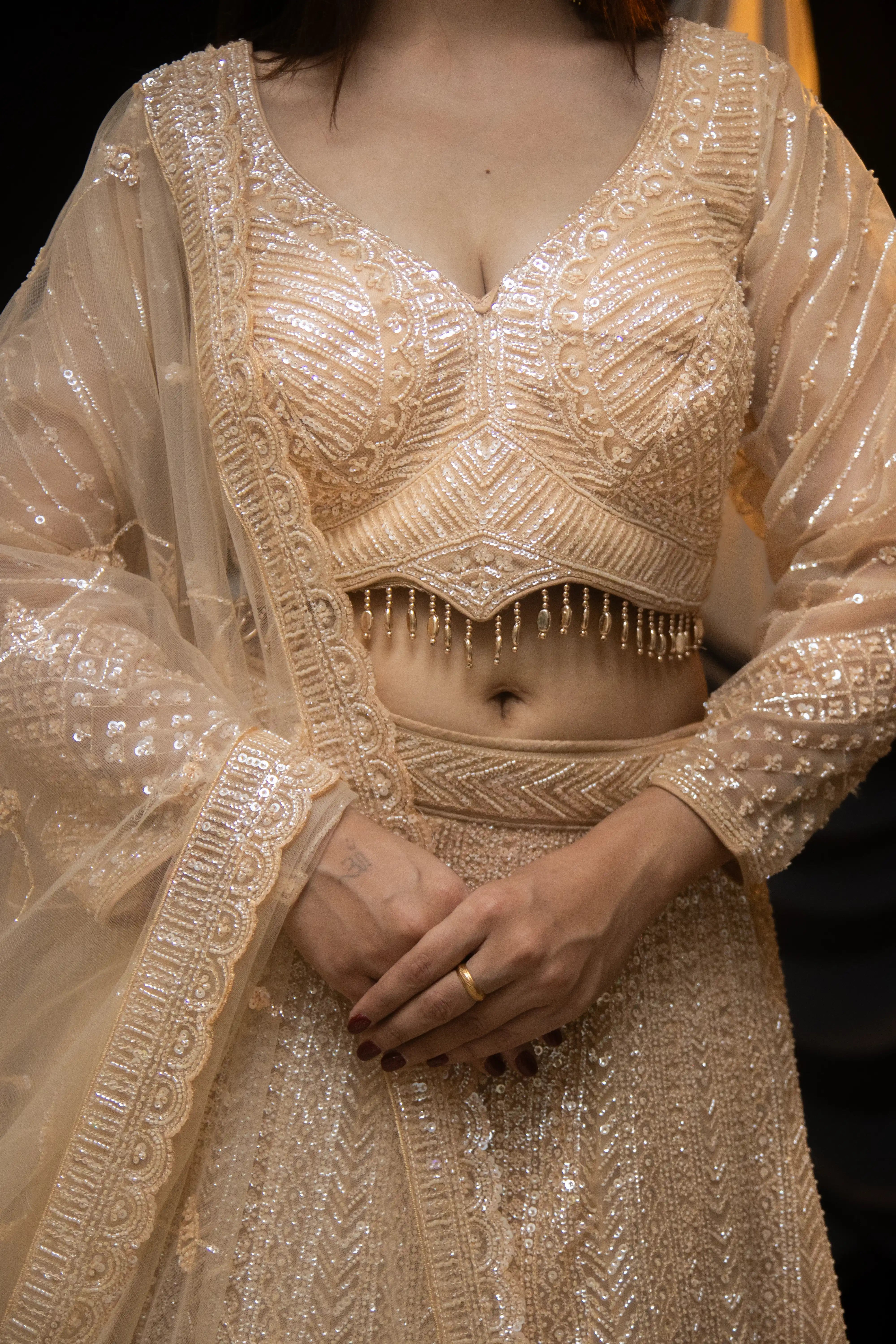 Champagne Sequin Lehenga The Perfect Reception Look