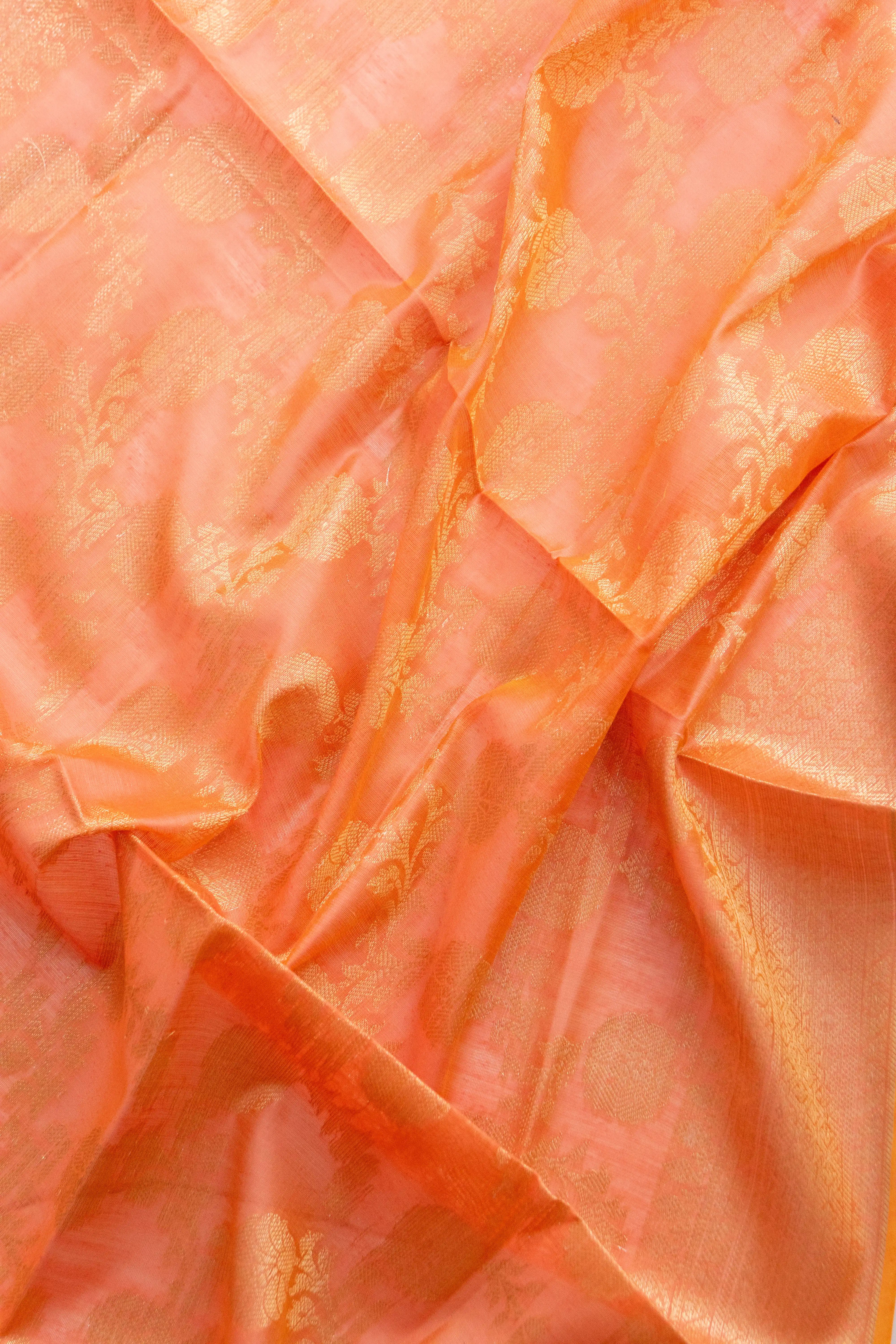 Cream & Orange Embroidered dress material