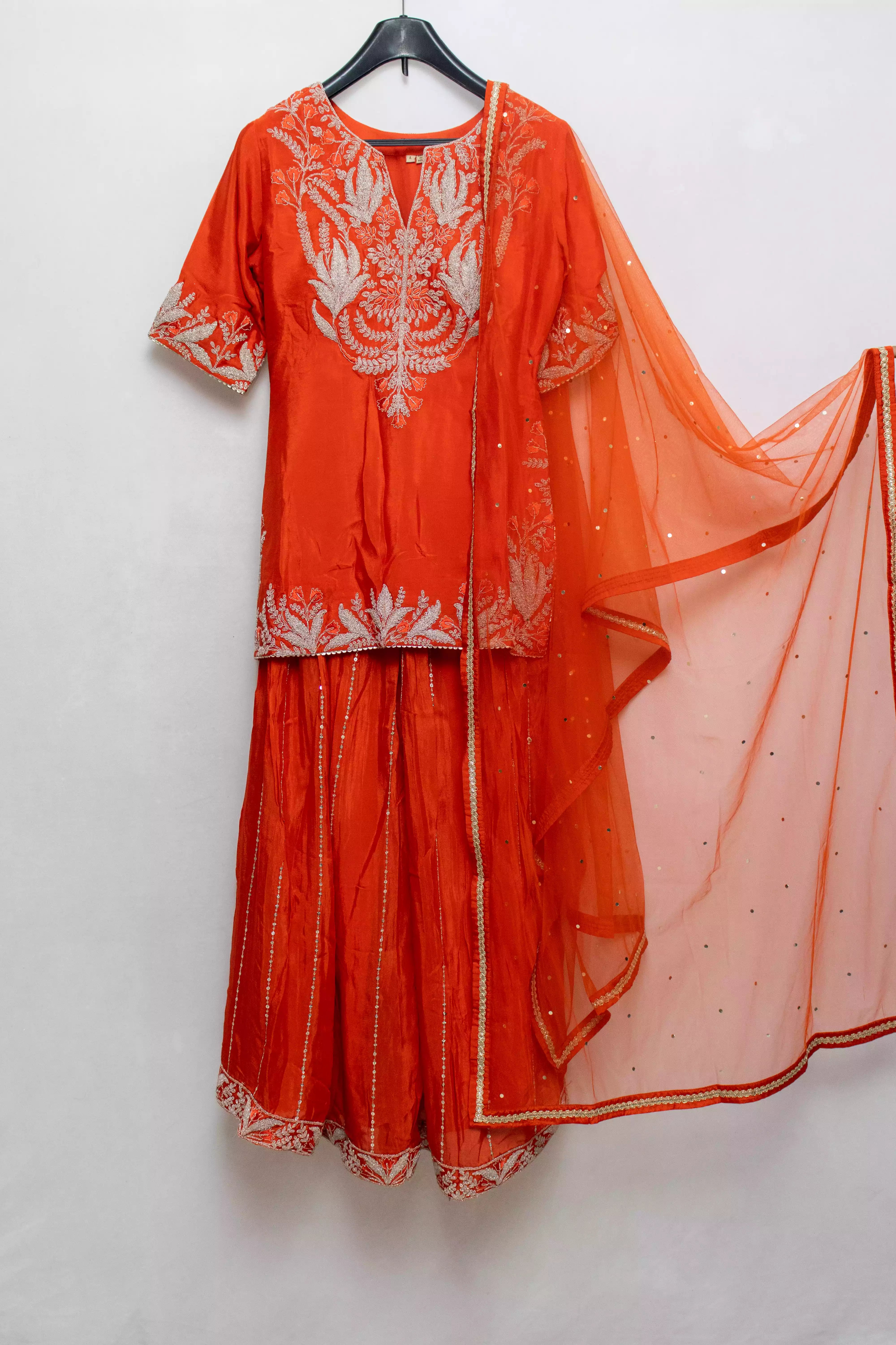 Elegant Bright Orange Palazzo Set for Women