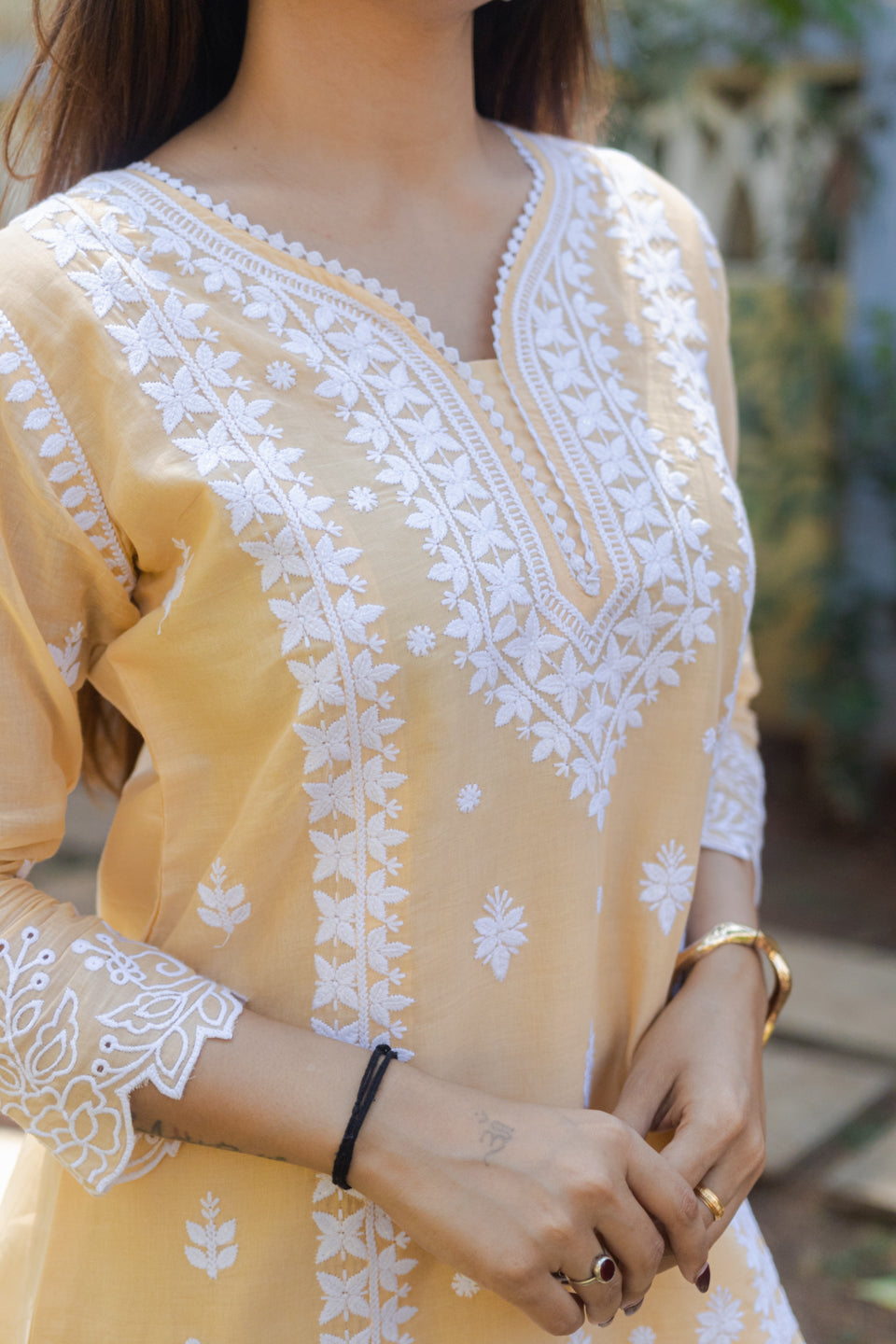 Lucknowi Kurta Set with Matching Embroidered Straight Pant