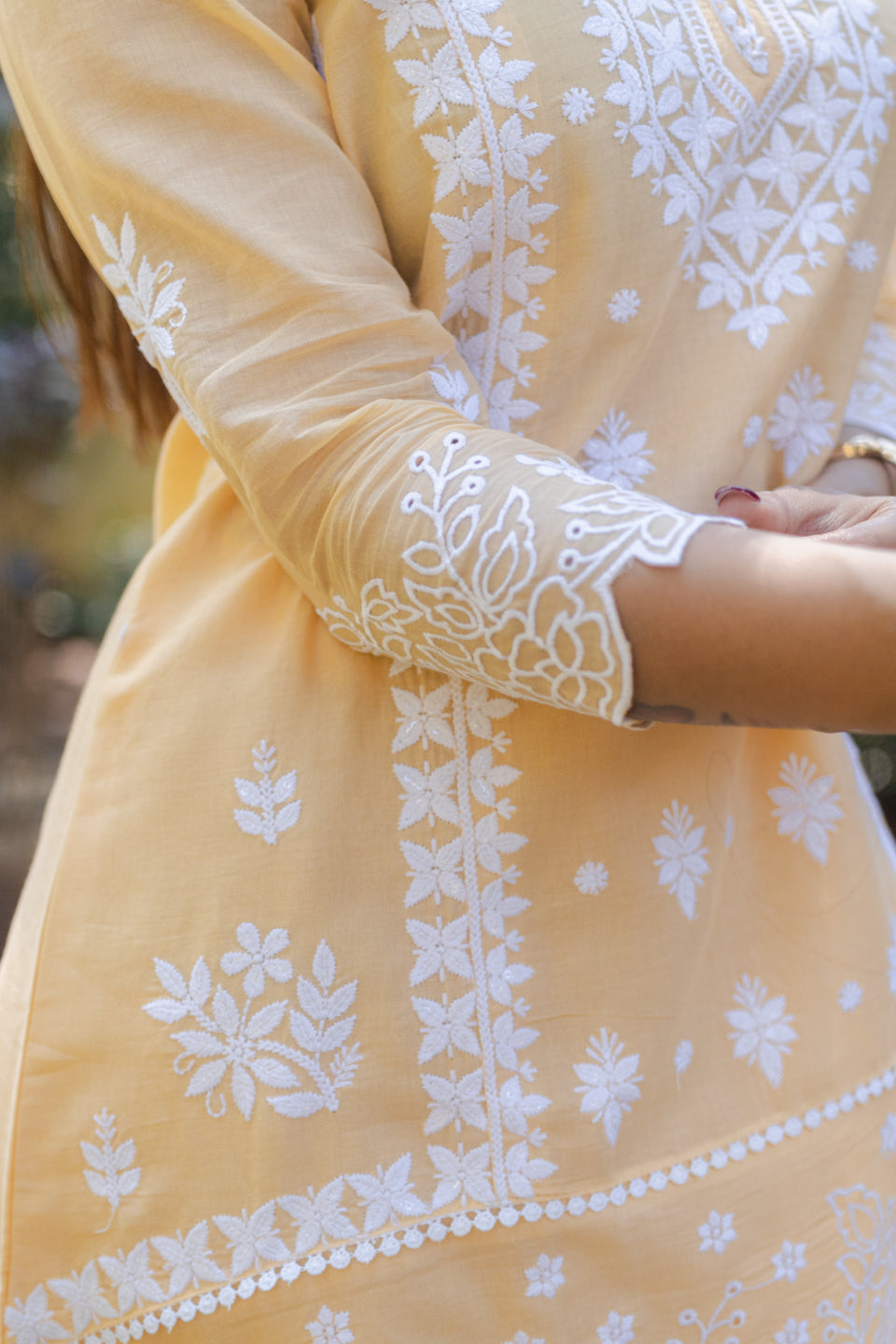 Lucknowi Kurta Set with Matching Embroidered Straight Pant