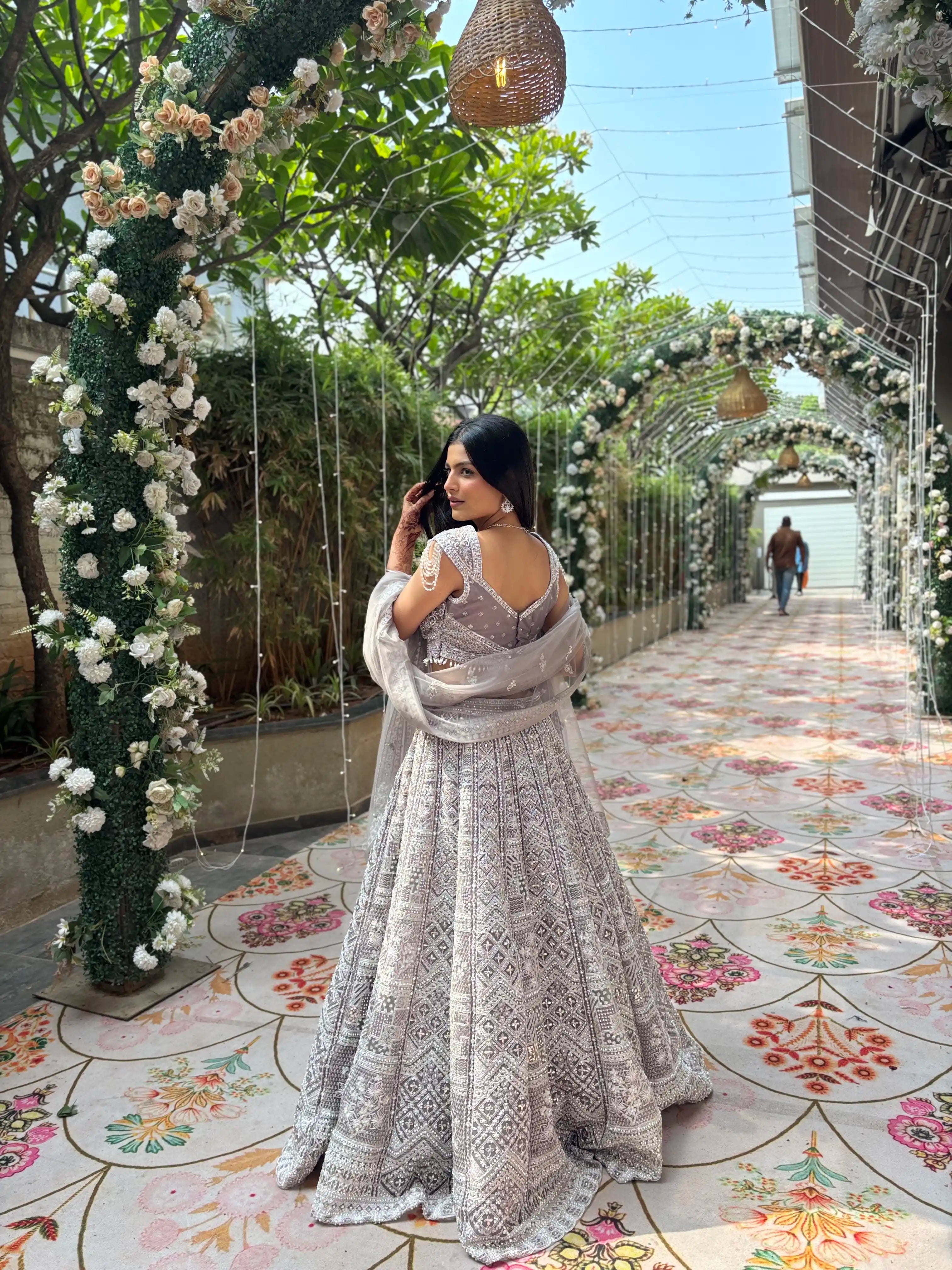 Silver Embroidered Choli Lehenga Set