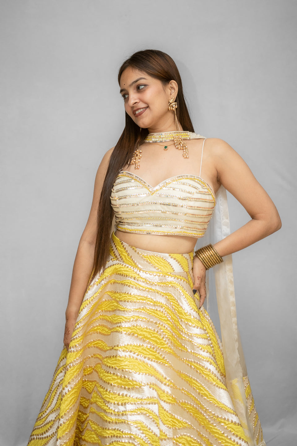 Sunshine Yellow Embroidered Lehenga Set