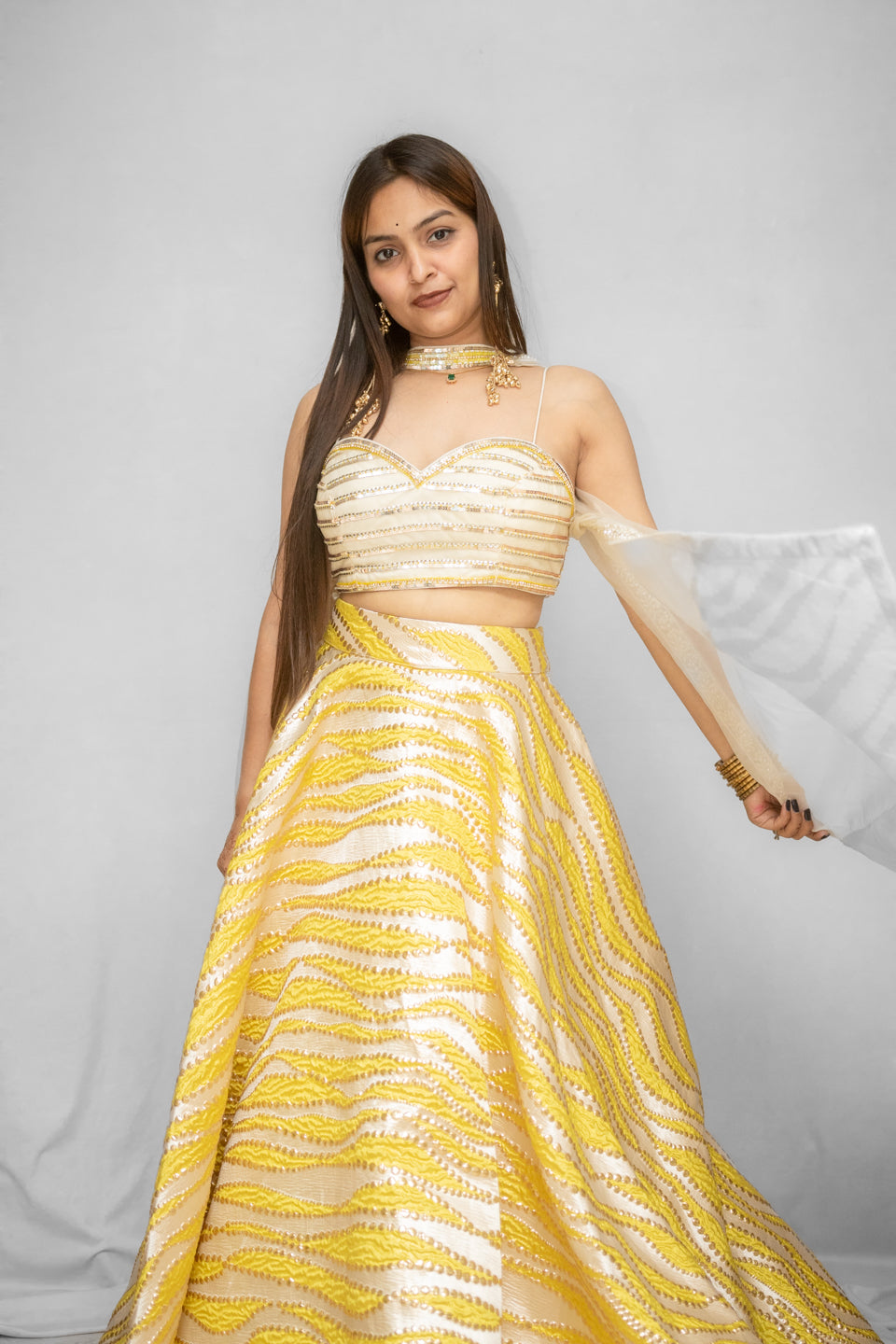 Sunshine Yellow Embroidered Lehenga Set