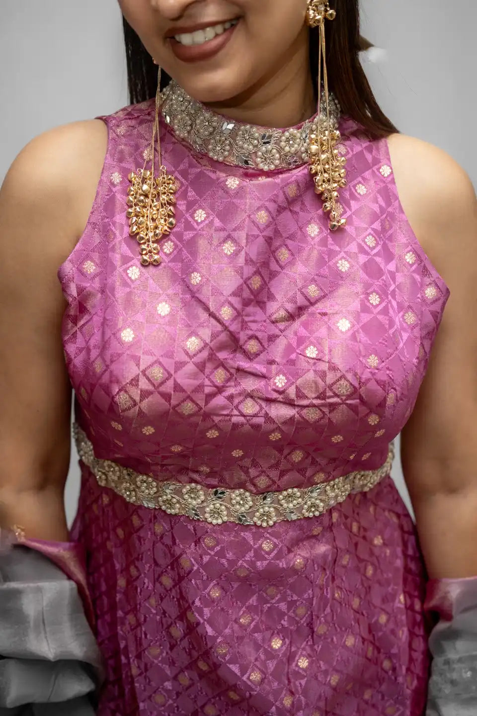 Embroidered Peplum Palazzo Set with Dupatta