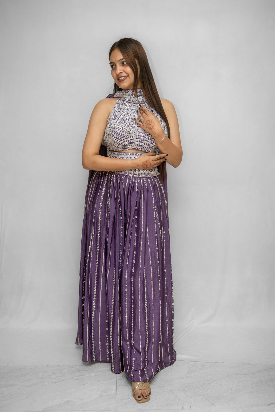 Lavender Embroidered Lehenga Set