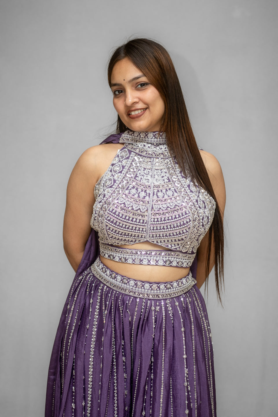 Lavender Embroidered Lehenga Set