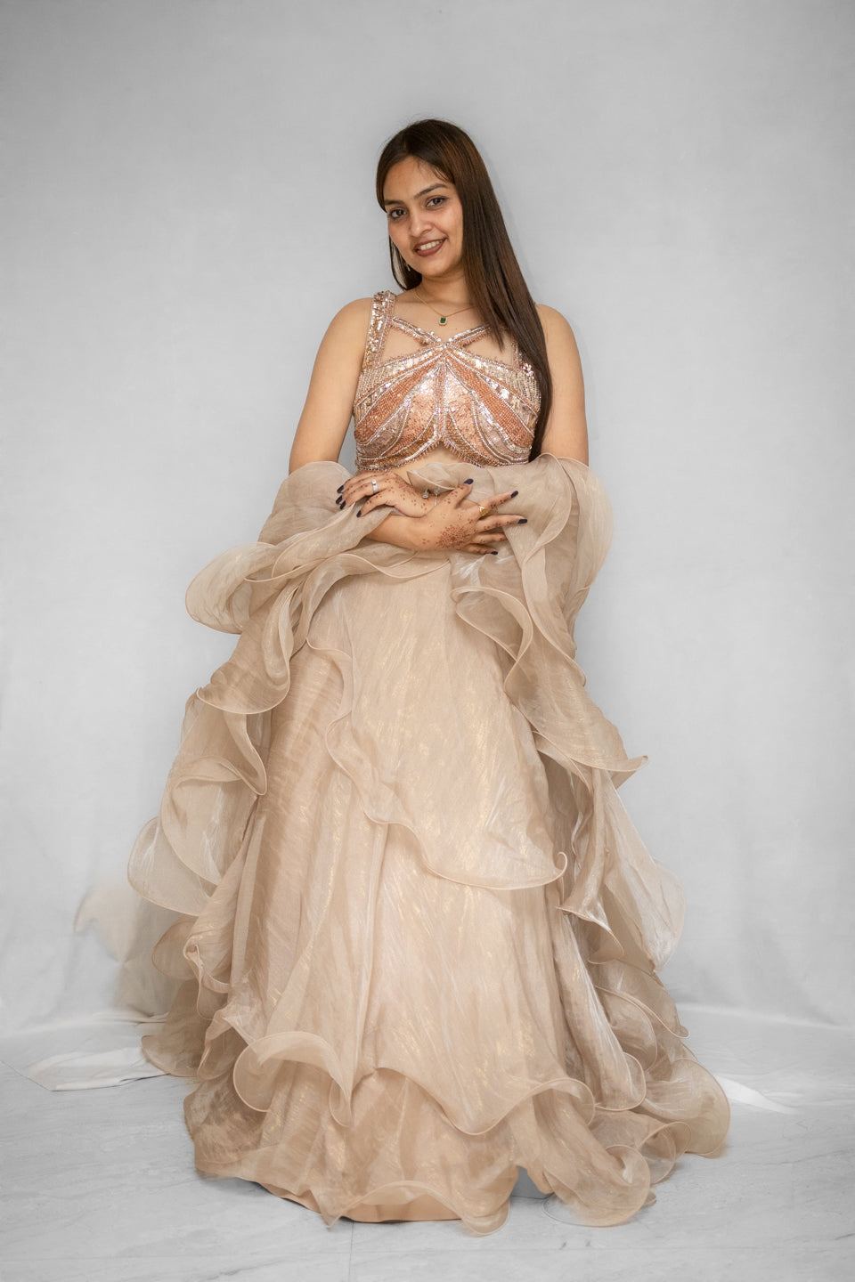 Rust Elegance Ruffle Gown