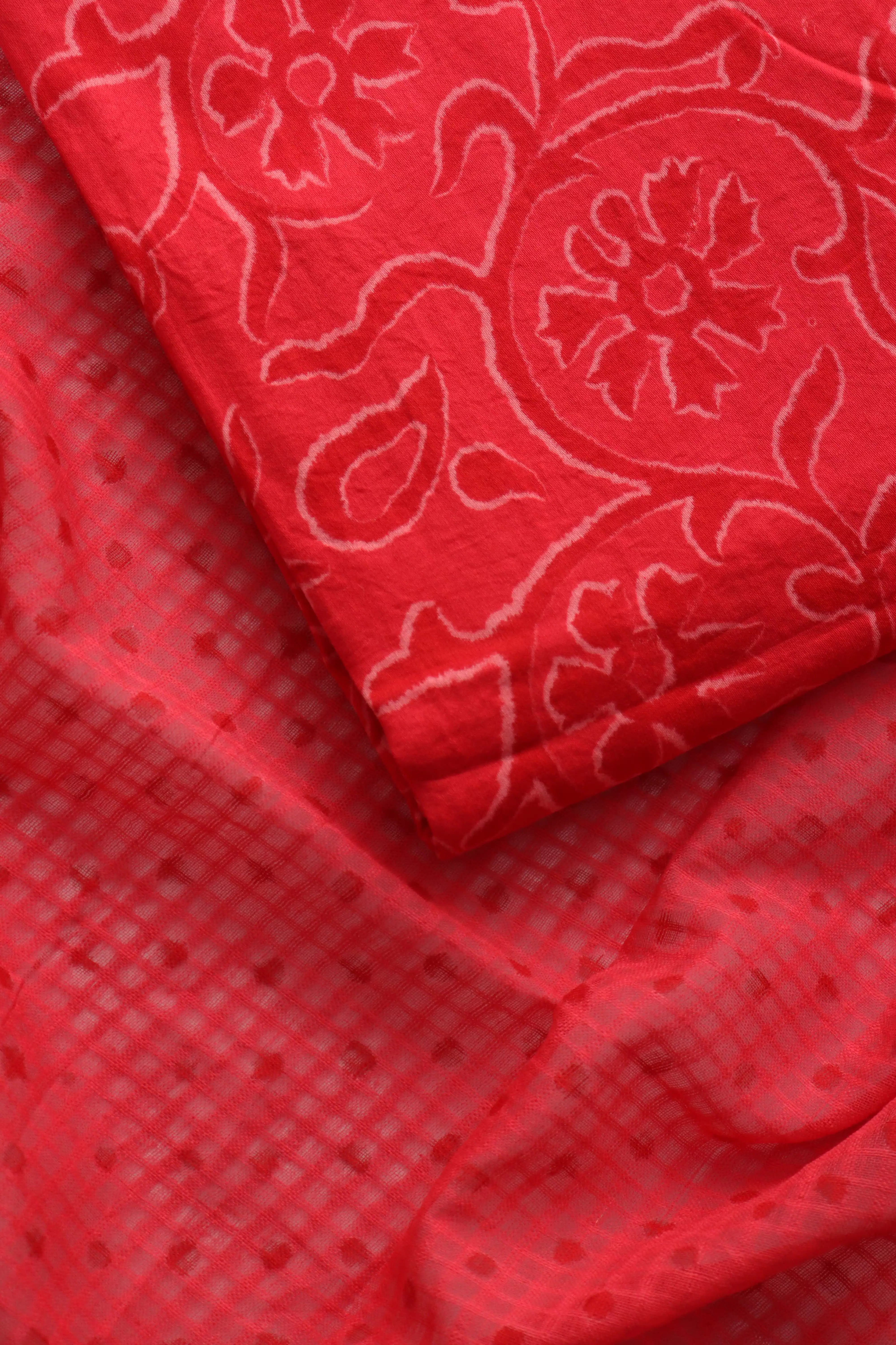 Red_floral_batik_Dress_material