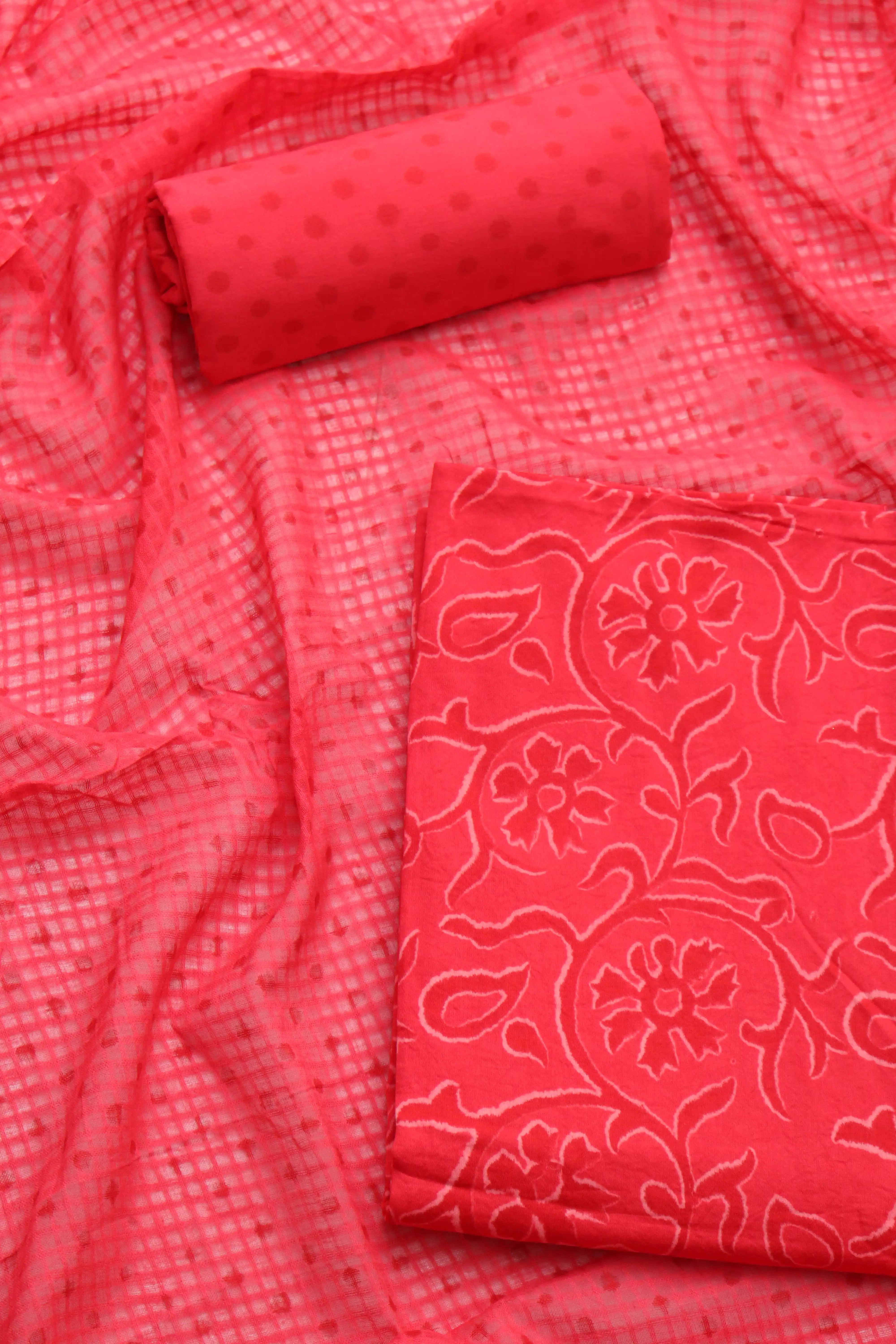 Red_floral_batik_Dress_material
