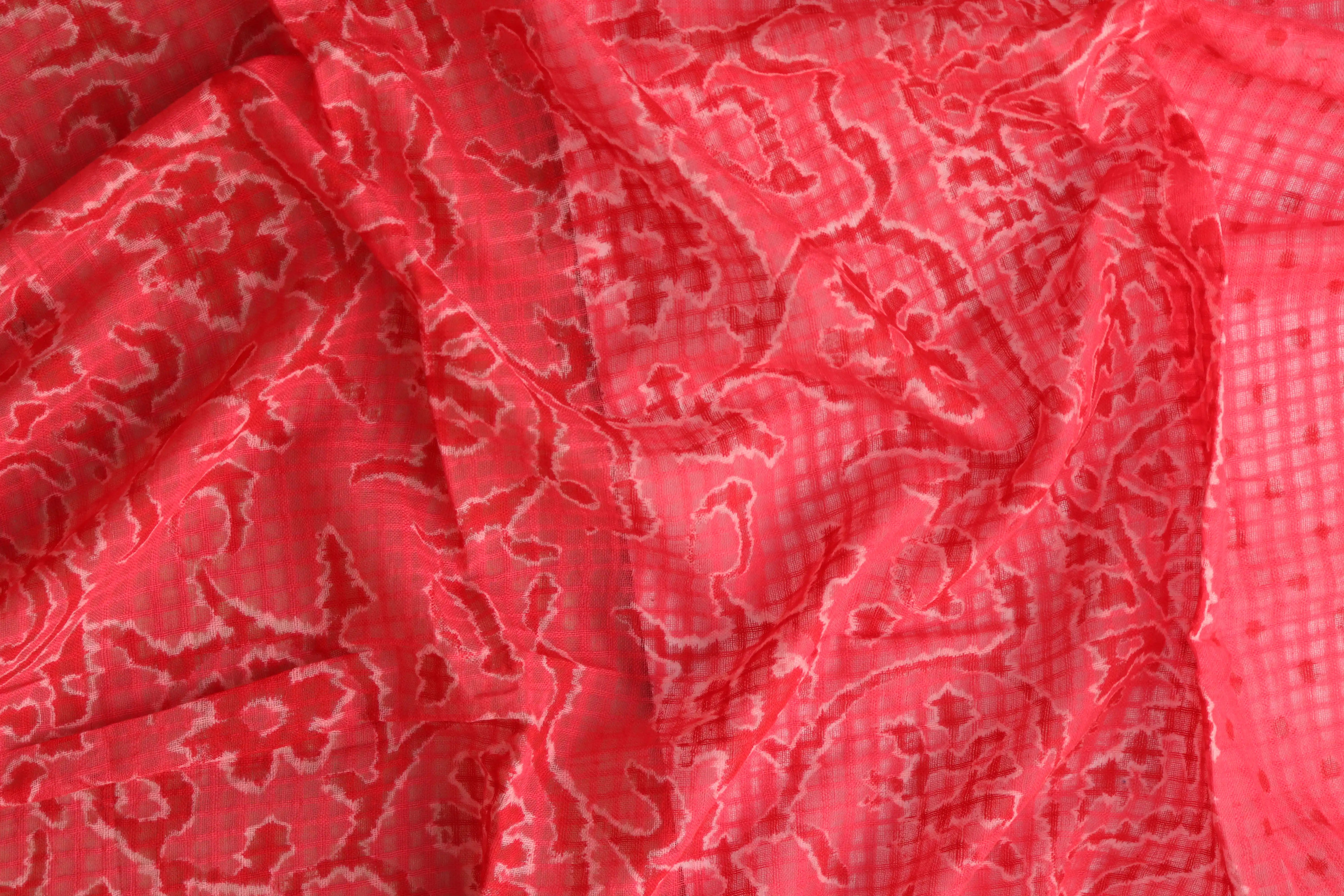 Red_floral_batik_Dress_material