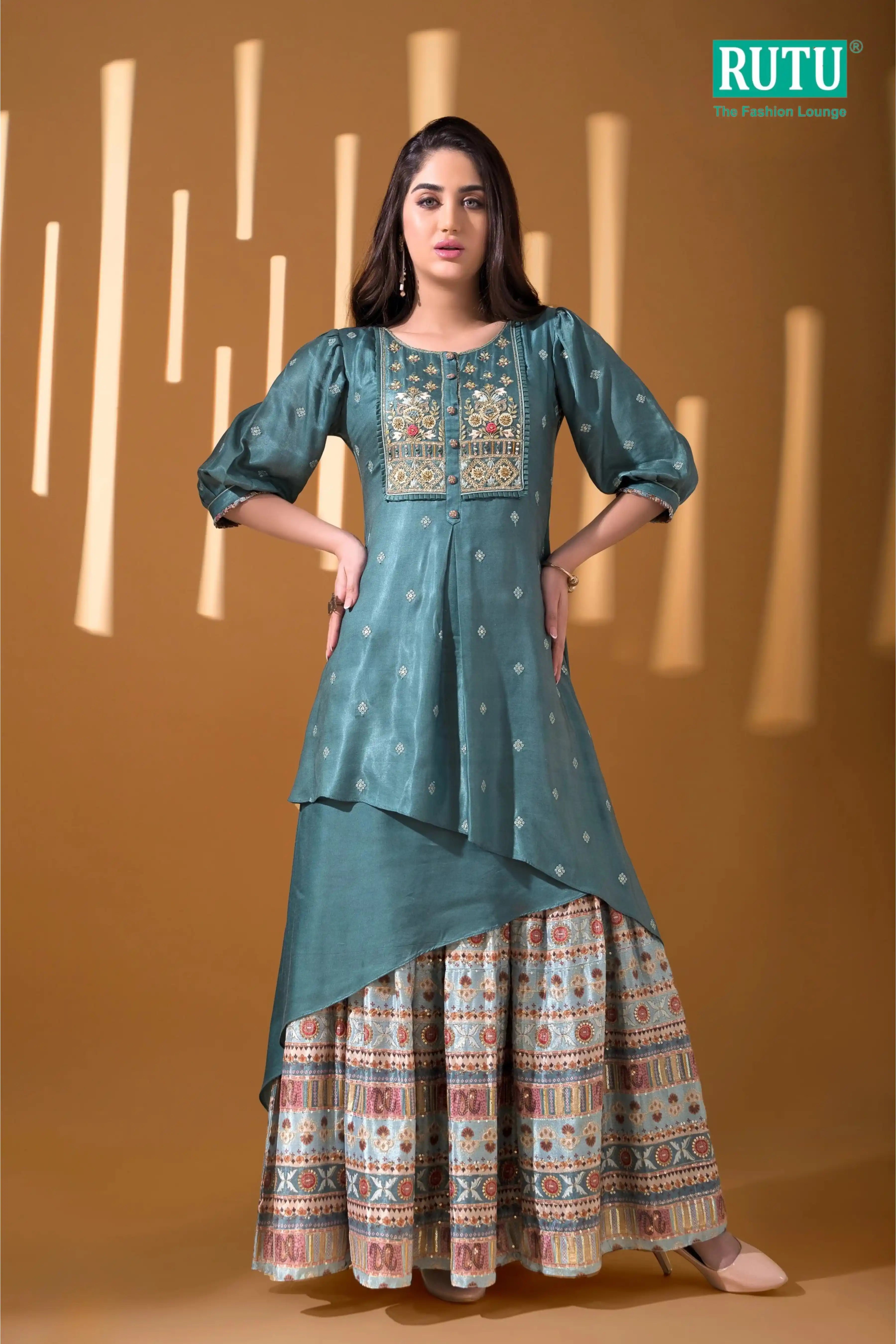 Light Grey Soft Crab One Piece Gown with Hand Work & Manchin Work