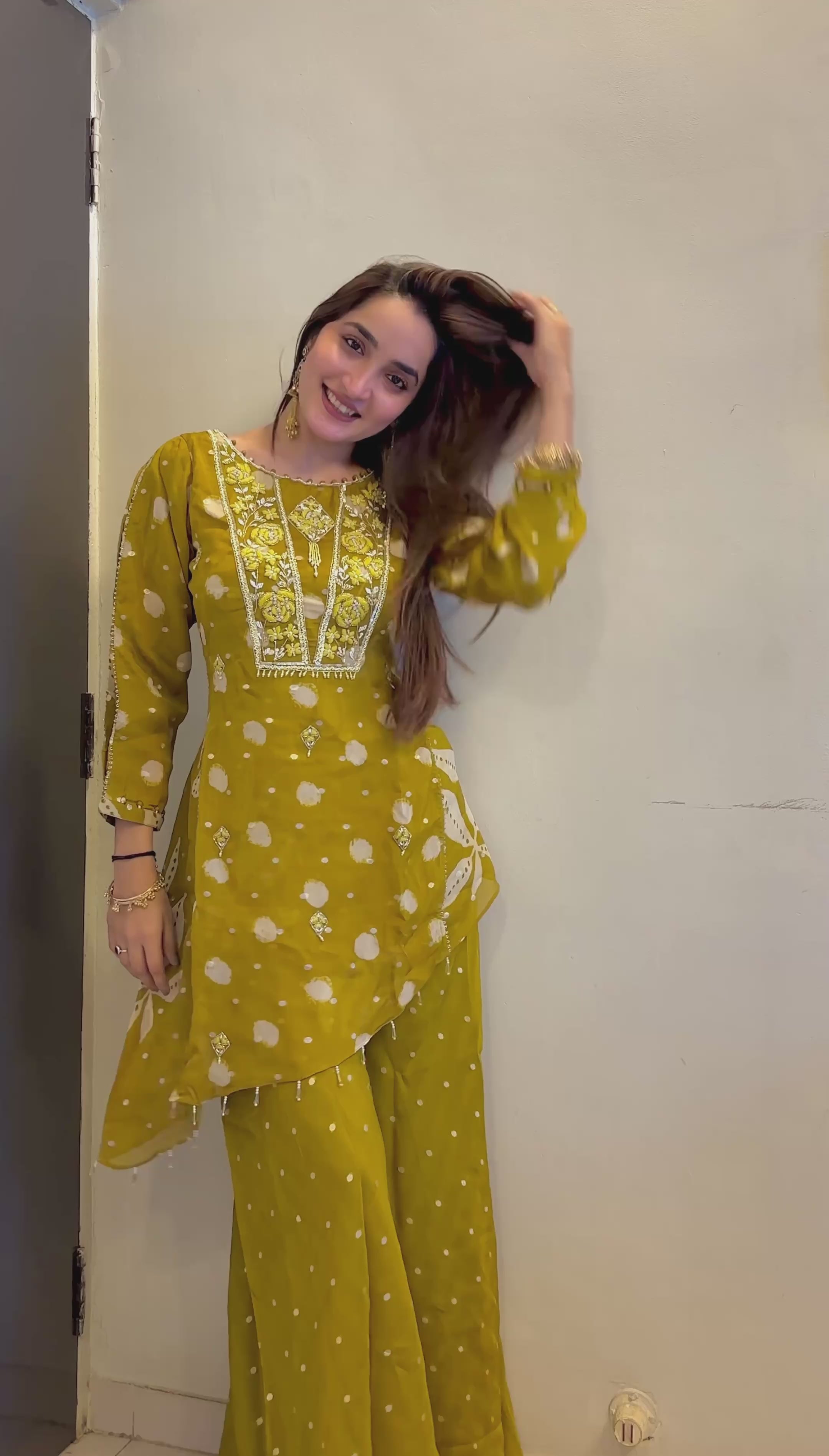 Green Embroidered Plazo set