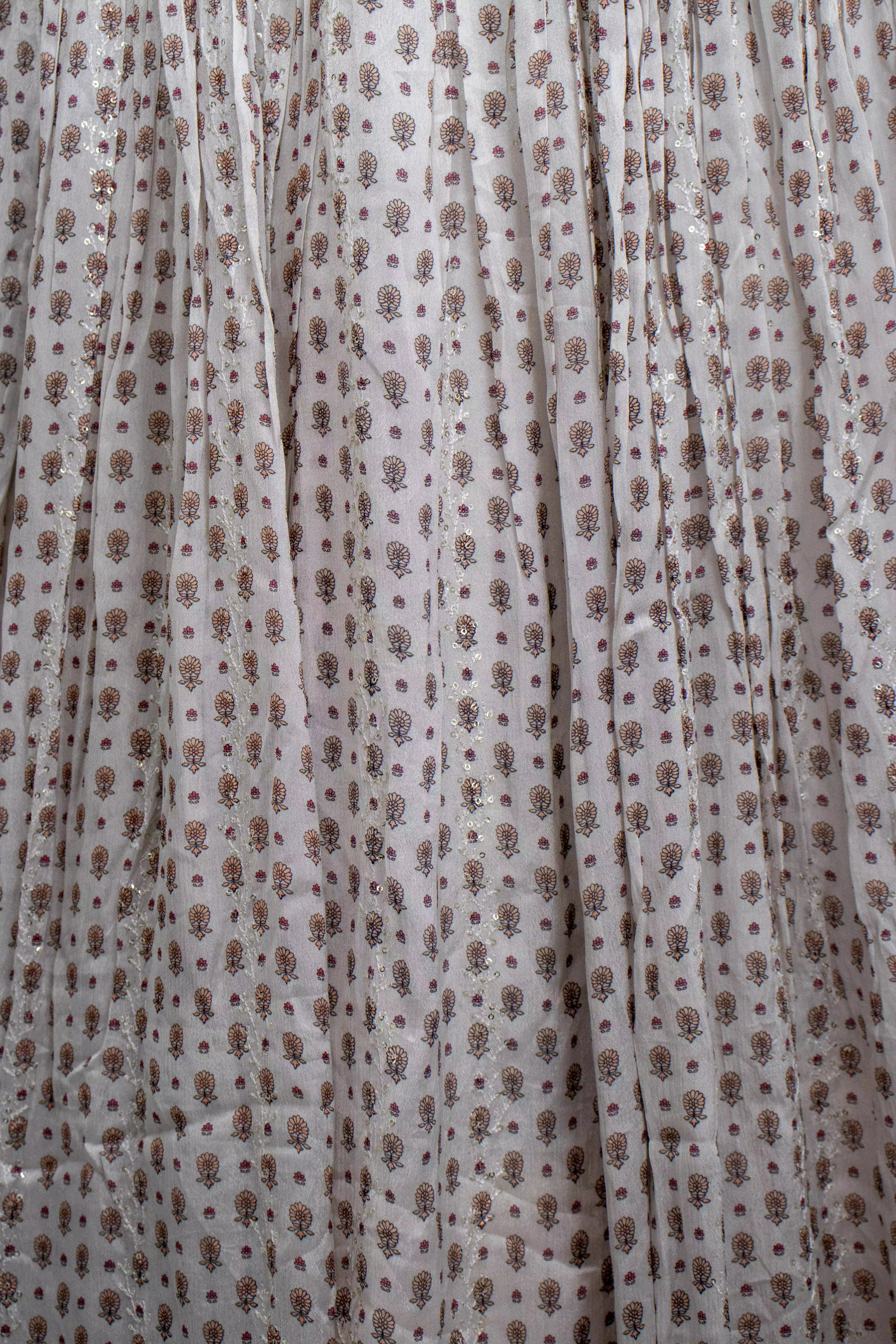 Off White Chinon Silk Gown with Machine Work