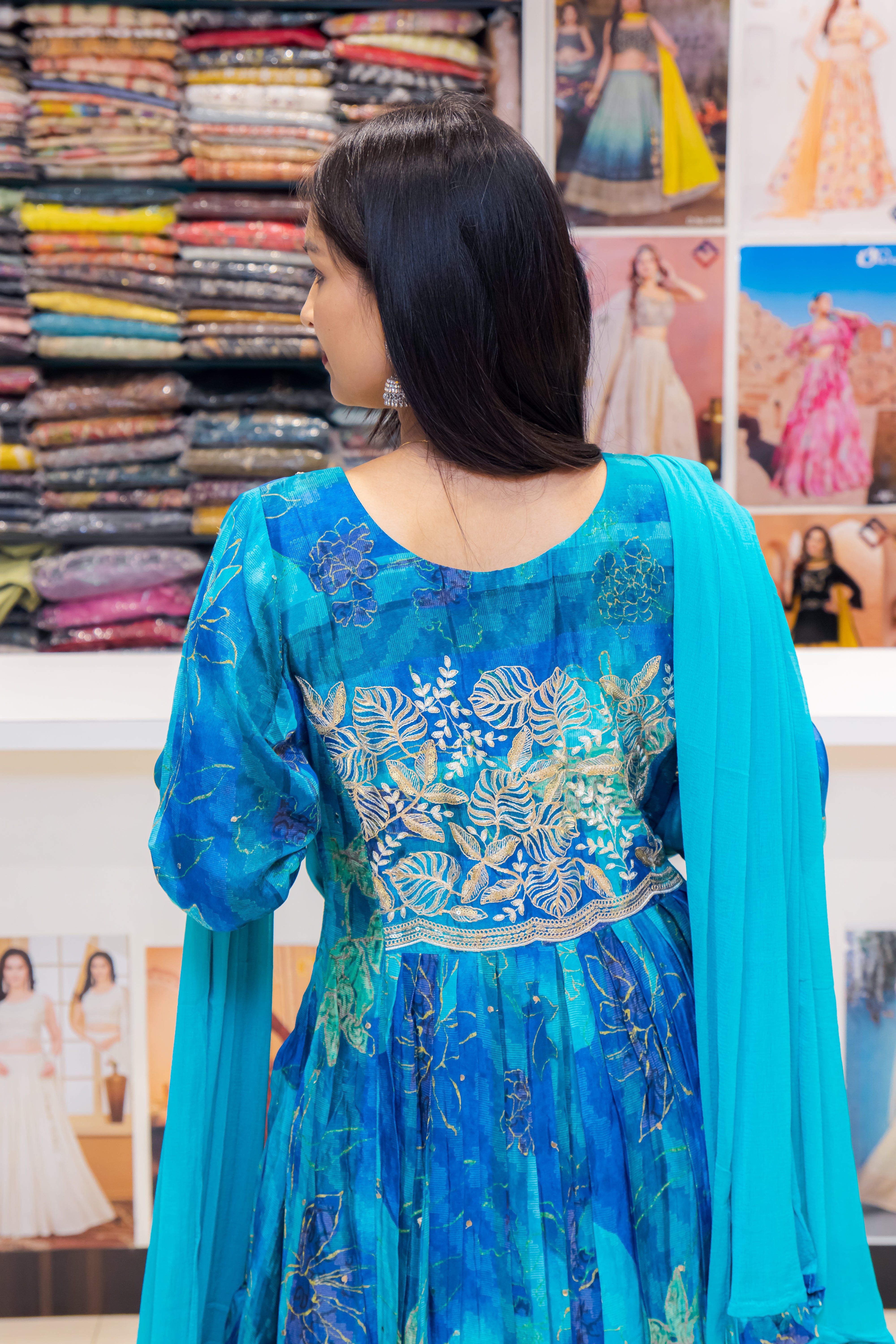 Multi Chion Silk Palazzo Suit with Hand Work & Manchin Work