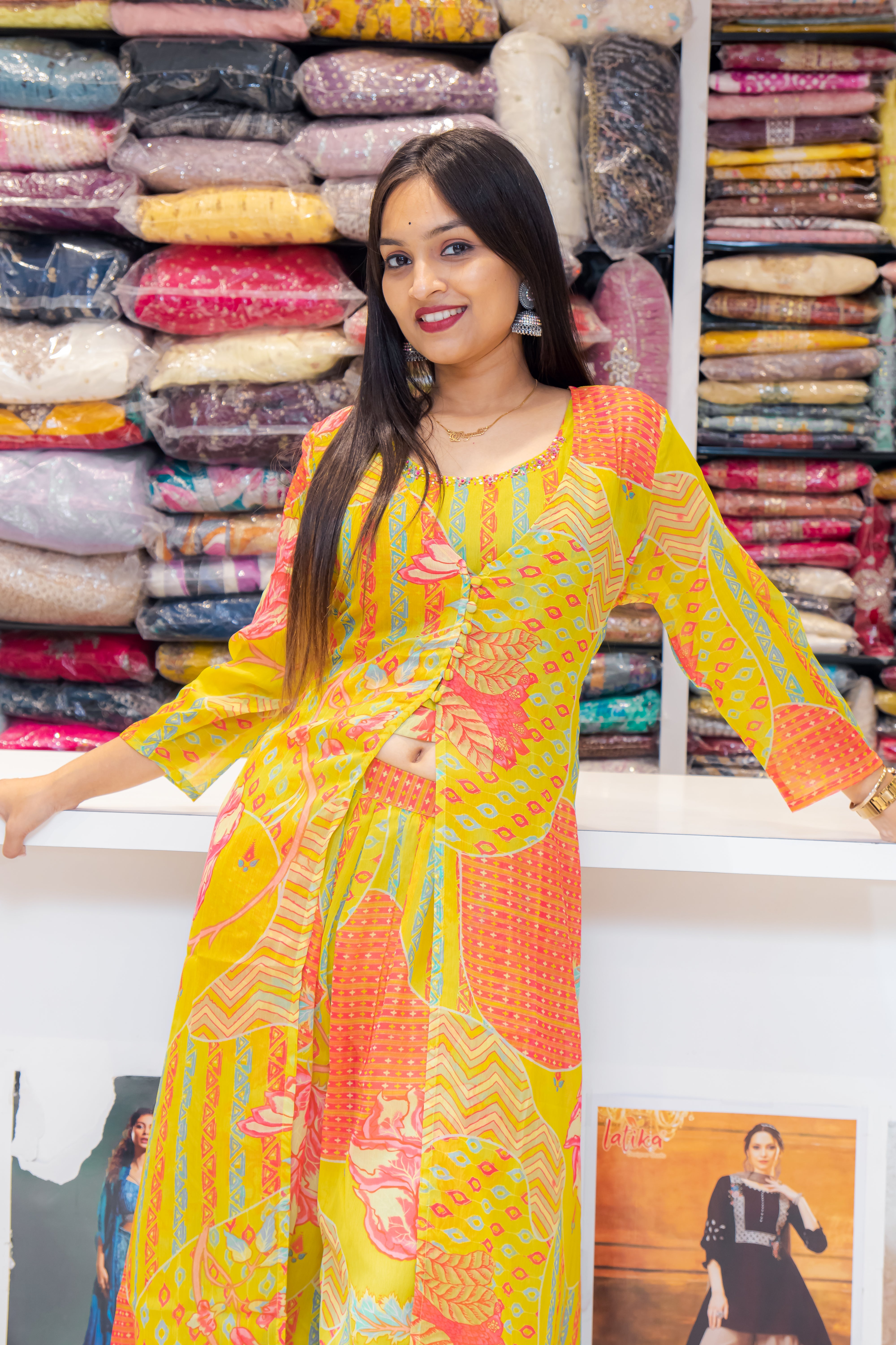 Multi Sifon Palazzo Suit with Printed Design