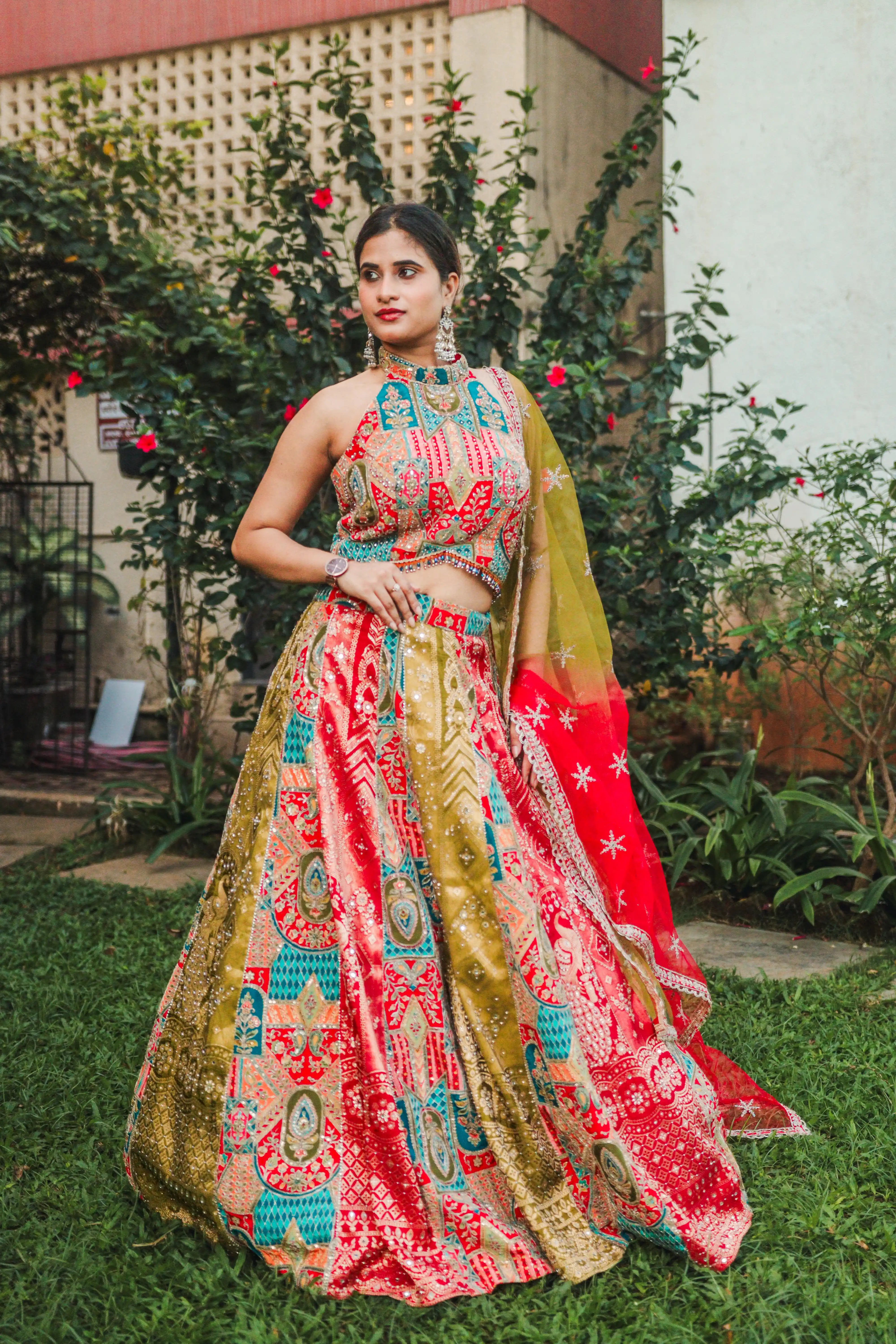 The Maharani Bridal Lehenga – Regal Multicolour Wedding Lehenga