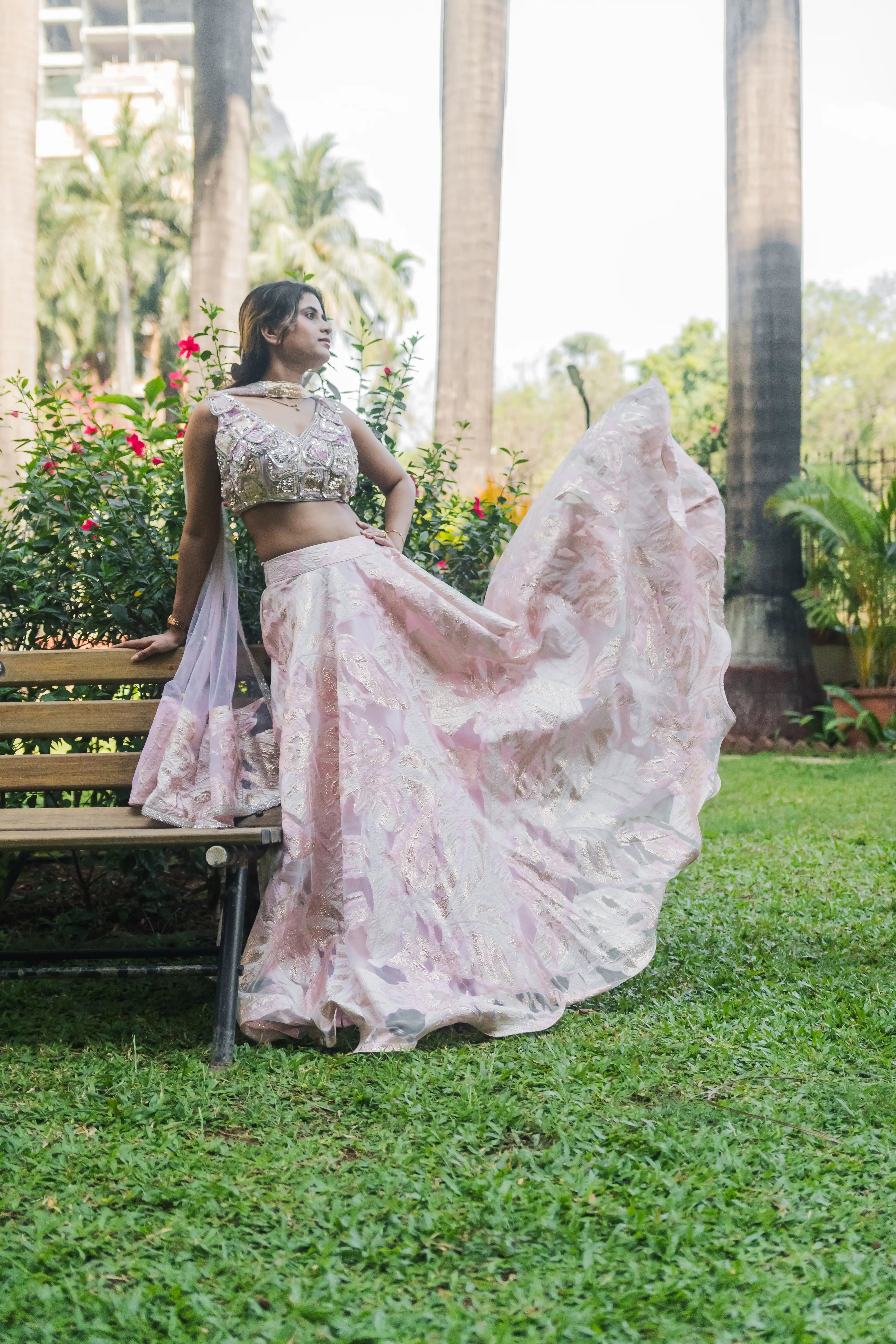 Blush Pink Designer Lehenga with Embellished Blouse