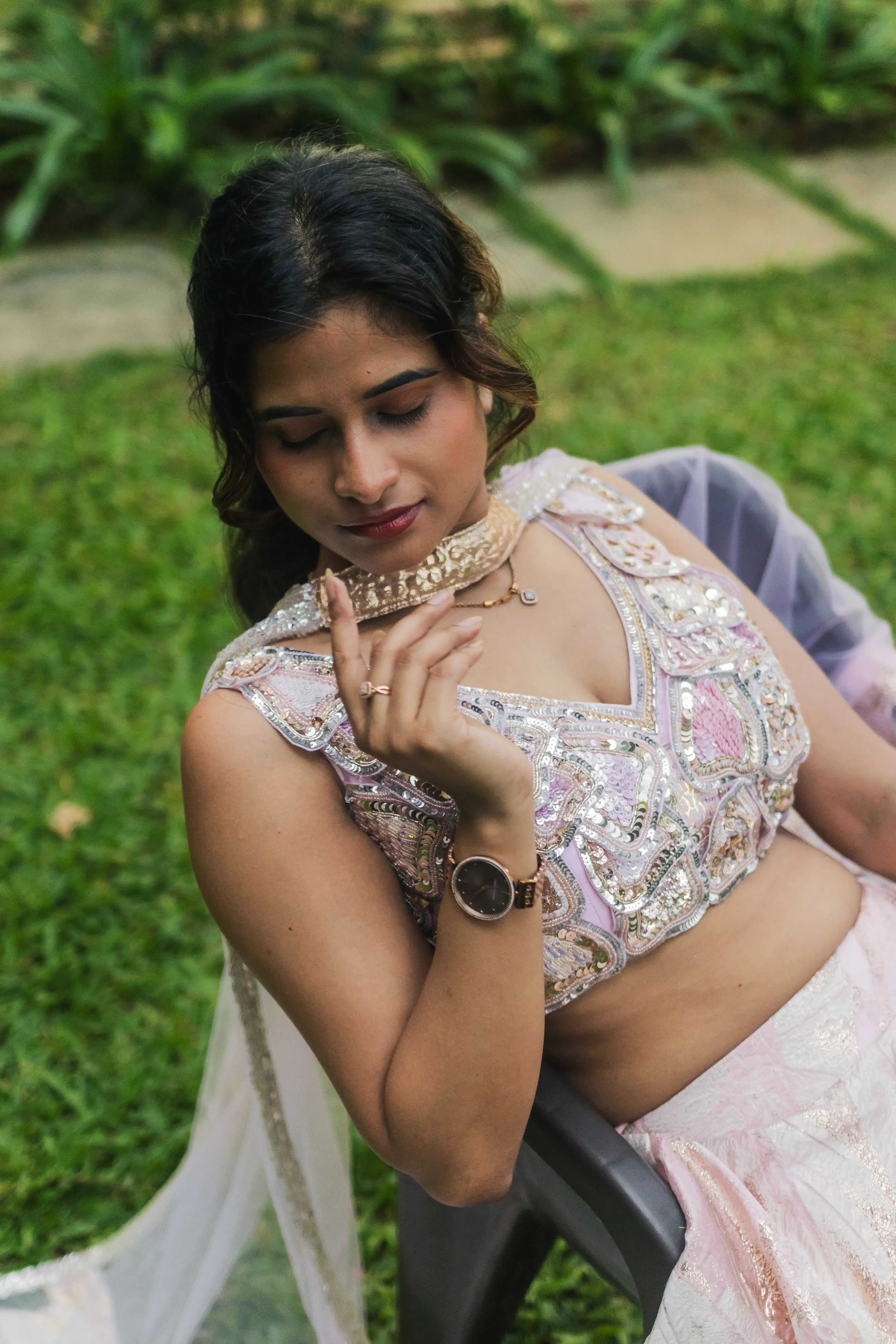 Blush Pink Designer Lehenga with Embellished Blouse