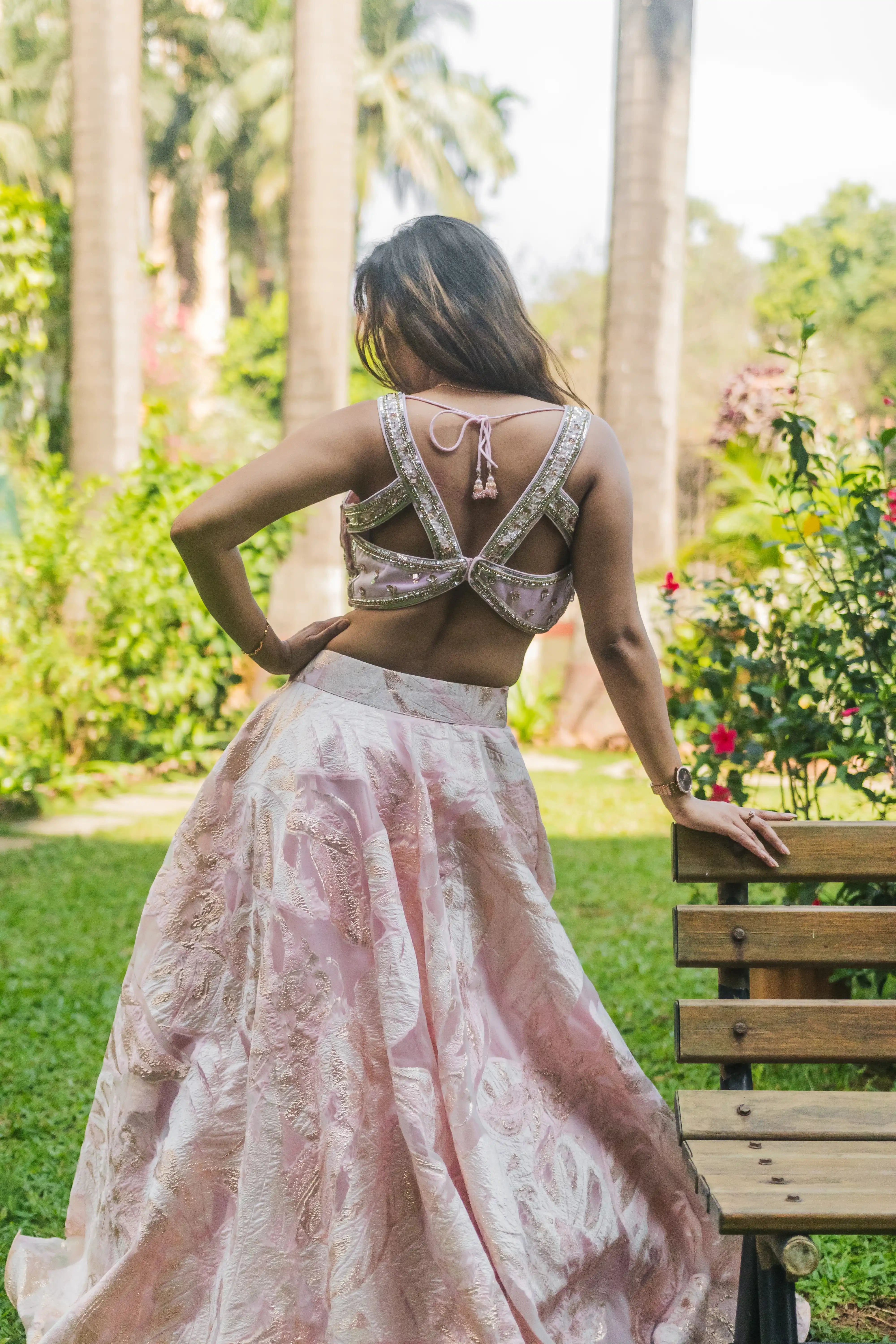 Blush Pink Designer Lehenga with Embellished Blouse